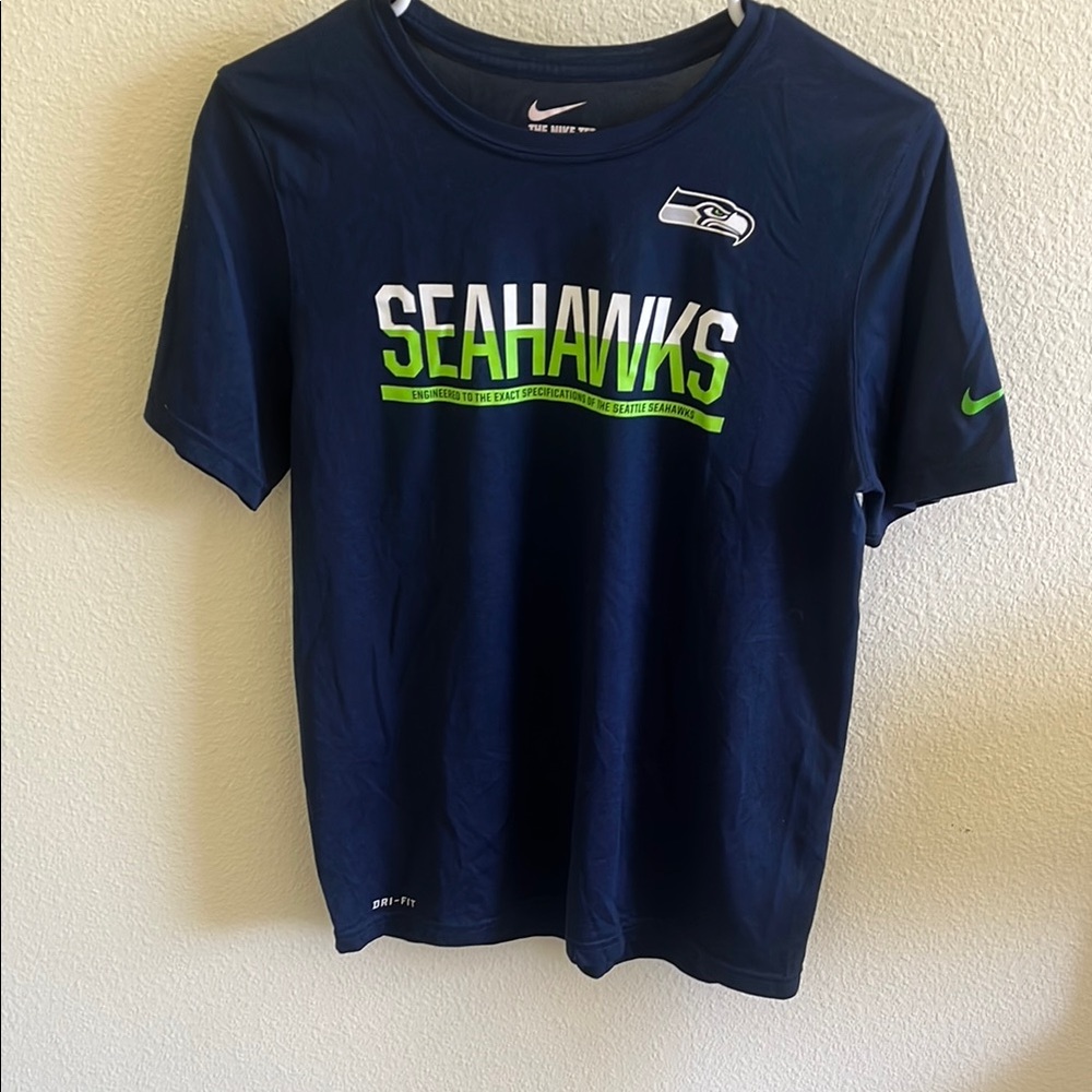 Nike Seahawks Blue T-Shirt with Green and White Accents
